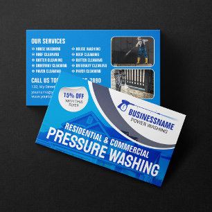 Blue Power Washing Pressure Wash House Cleaning Business Card