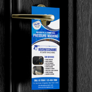 Blue Power Washing Pressure Wash House Cleaning Door Hanger