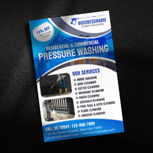 Blue Power Washing Pressure Wash House Cleaning Flyer