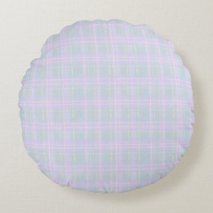 Blue Praire Plaid Round Cushion