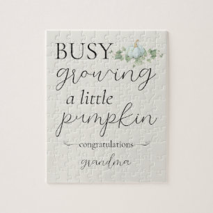 Blue Pregnancy Announcement Little Pumpkin Puzzle