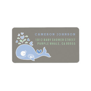 Blue Pregnant Mum Whale Baby Shower Address Labels