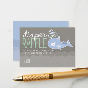 Blue Pregnant Mummy Whale Diaper Raffle Tickets Enclosure Card