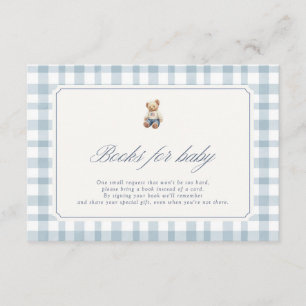 Blue Preppy Books for Baby Card Teddy Bear 3.5x5