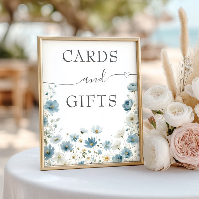 Blue Preppy Flowers Watercolor Cards And Gifts Poster (Creator Uploaded)