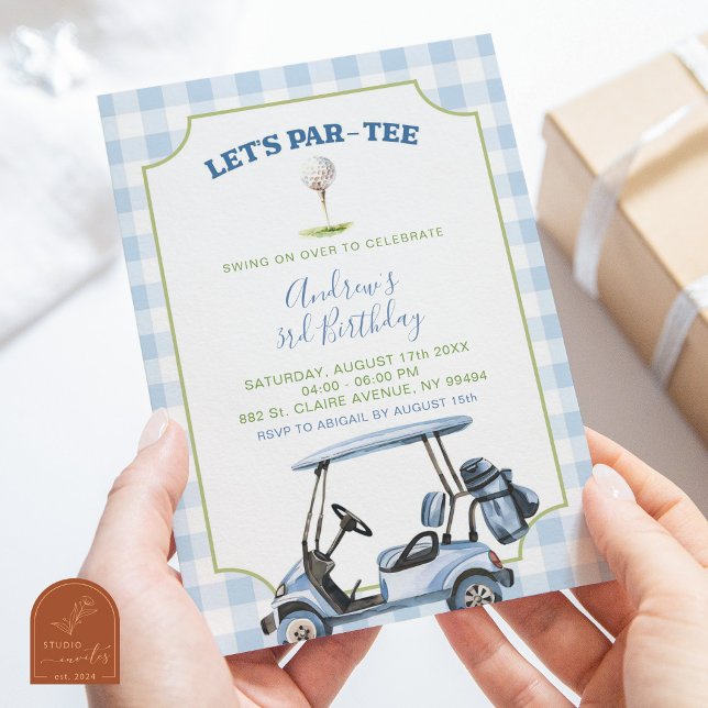 Blue Preppy Golf Any Age Birthday Par-Tee Invitation (Creator Uploaded)