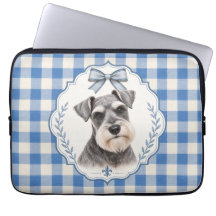 Blue Preppy Miniature Schnauzer Laptop Sleeve