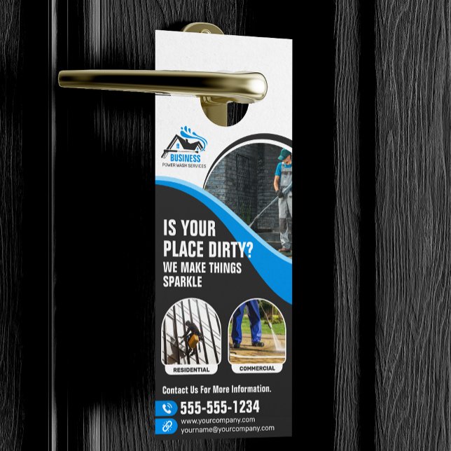 Blue Pressure Wash Power Washing House Washing Door Hanger (Creator Uploaded)