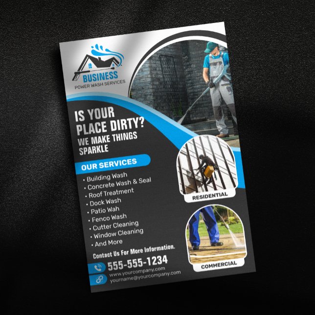Blue Pressure Wash Power Washing House Washing Flyer (Creator Uploaded)
