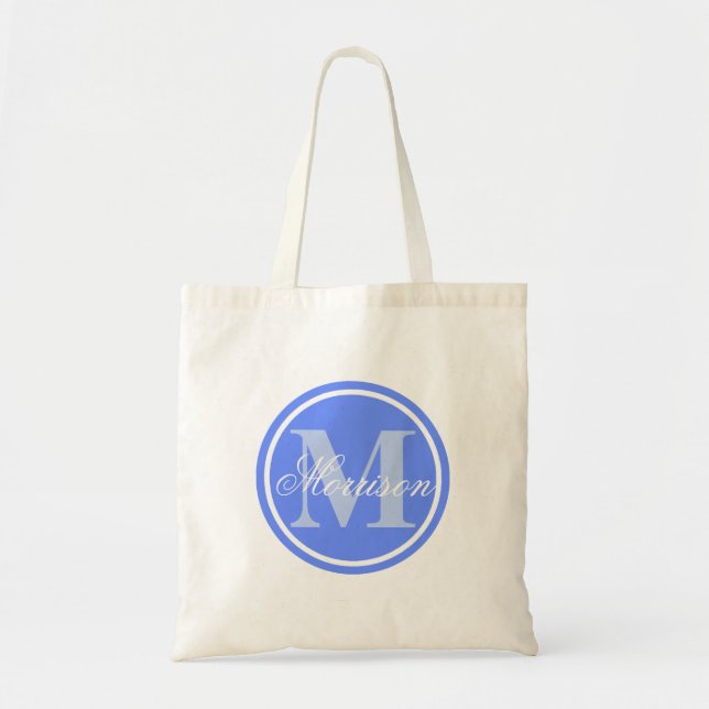Blue Prestige Monogram Tote Bag (Front)