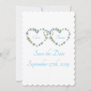 Blue Pretty Country Heart Script Wedding Save The Date