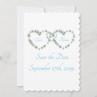 Blue Pretty Country Heart Script Wedding Save The Date