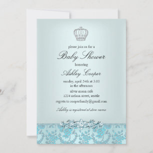Blue Prince Baby Shower Invitation
