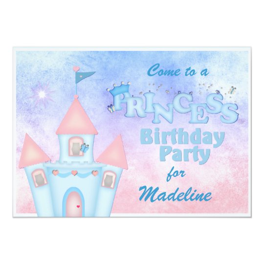 Blue Princess Birthday Party Invitation