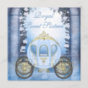 Blue Princess Carriage Enchanted Sweet 16 Invitation