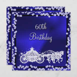 Blue Princess Coach & Horses 60th Birthday Invitation