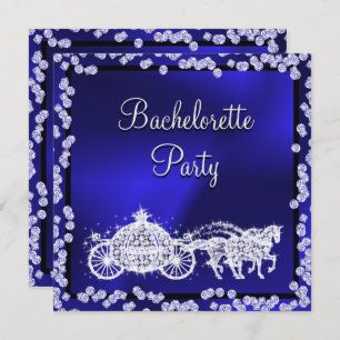 Blue Princess Coach & Horses Bachelorette Party Invitation
