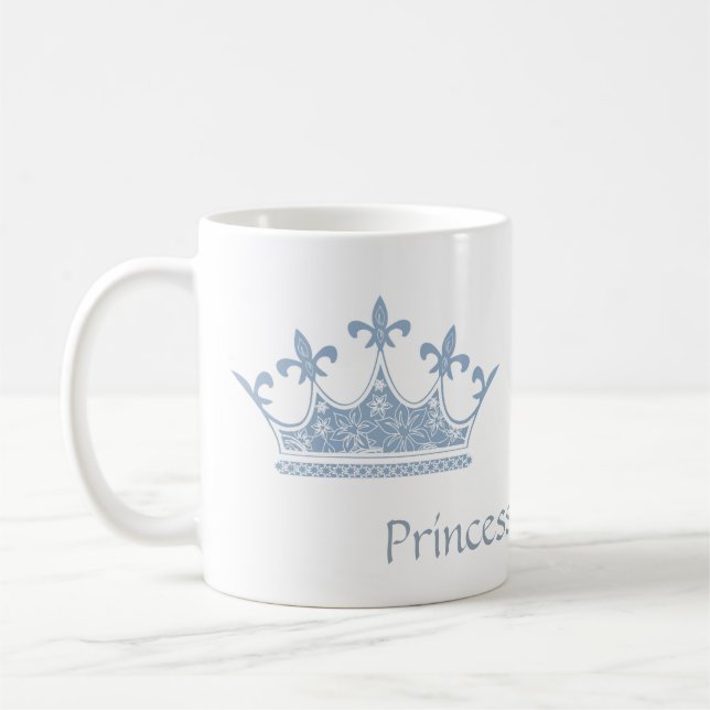 Blue Princess Crown Custom Mug (Left)