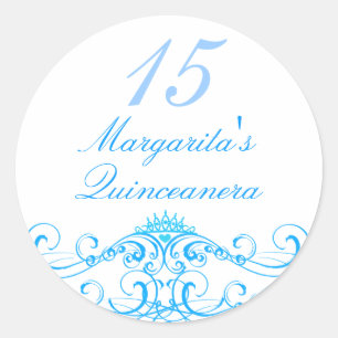 Blue Princess Tiara Quinceanera Sticker
