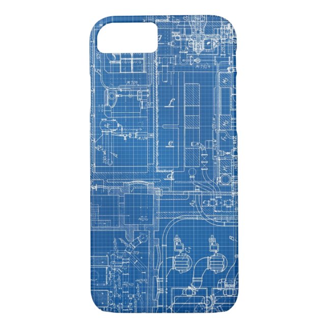 Blue Print design draught cad architecture teacher Case-Mate iPhone Case (Back)