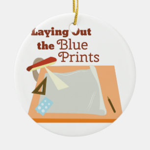 Blue Prints Ceramic Ornament