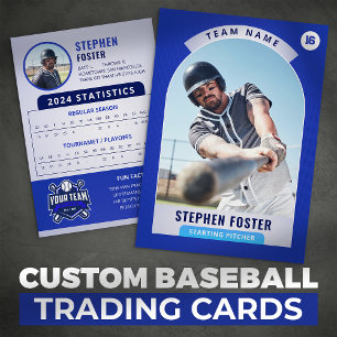 Blue Pro Baseball Trading Card Player Photo