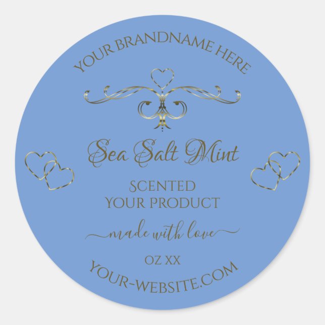 Blue Product Labels Decorative Scrollwork Border (Front)