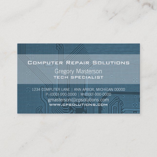 Blue Professional Circuit Business Card (Front)