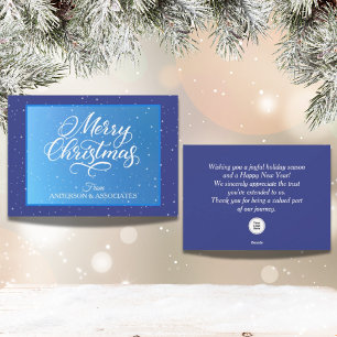 Blue Professional Corporate Logo Modern Christmas Holiday Card