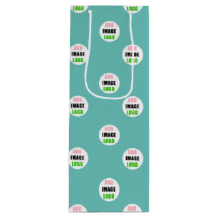 Blue Professional Editable Business Company Logo Wine Gift Bag