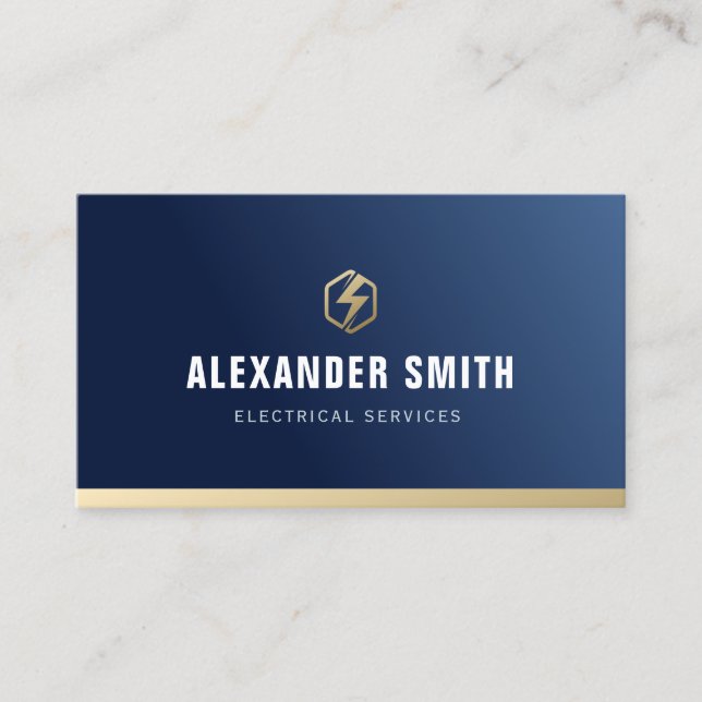 blue professional electrical services business card (Front)
