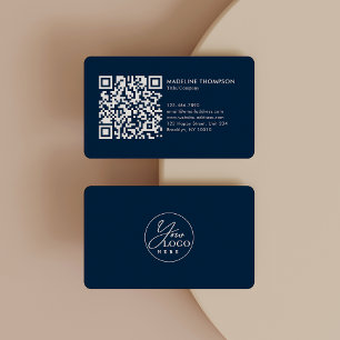 Blue Professional Generic Company Logo QR Code Business Card