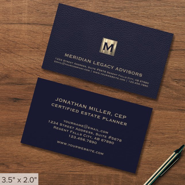 Blue Professional Luxury Initial Logo Business Card (Creator Uploaded)