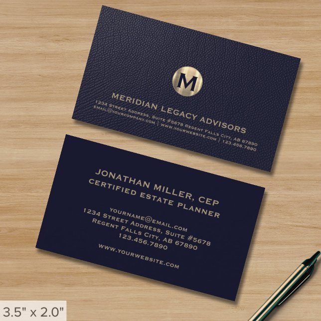 Blue Professional Luxury Initial Logo Business Card (Creator Uploaded)