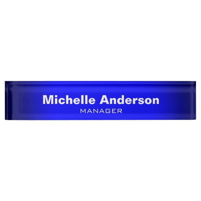 Blue Professional Manager Modern Plain Nameplate (Front)