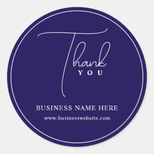 Blue Professional Thank You Business Event Classic Round Sticker