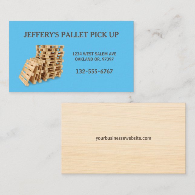 Blue Professional Wood Pallet Crate Business Card (Front/Back)