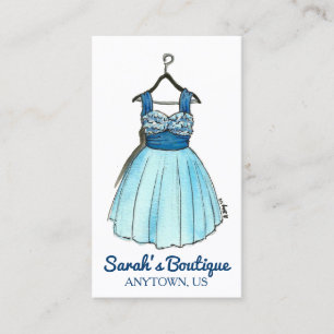 Blue Prom Party Dress Shop Fashion Boutique Style Business Card