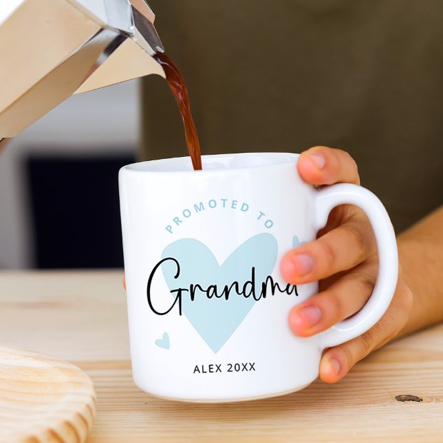 Blue Promoted to Grandma Heart Baby Boy Coffee Mug (Creator Uploaded)