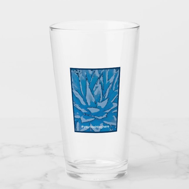 Blue Promotional Agave Hashtag Glass Cup (Front)