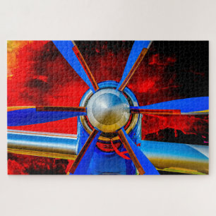 Blue Propeller, Red Sky Jigsaw Puzzle
