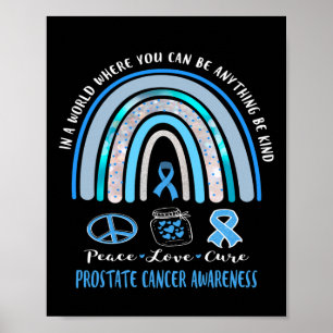 Blue Prostate Cancer Peace Love Cure Sign Tee In T