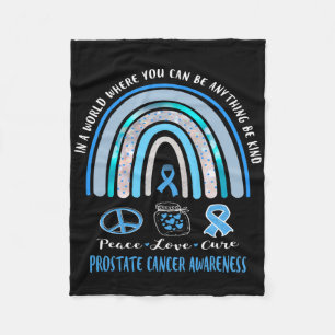 Blue Prostate Cancer Peace Love Cure Sign Tee In T Fleece Blanket