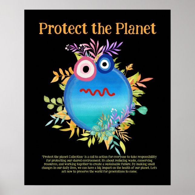 BLUE PROTECT THE PLANET SAVE EARTH Cute Art Poster (Front)
