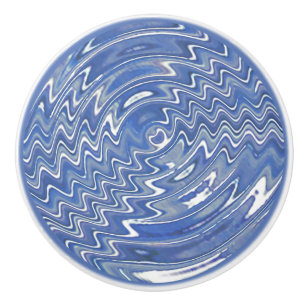  Blue psychedelic Drawer Pull Ceramic Knob