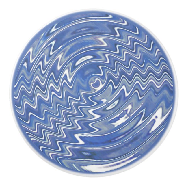  Blue psychedelic Drawer Pull Ceramic Knob (Front)