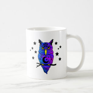 Blue Psychedelic Pagan Owl Coffee Mug