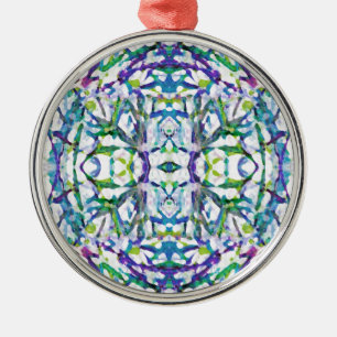 Blue Psychedelic Pattern Metal Tree Decoration