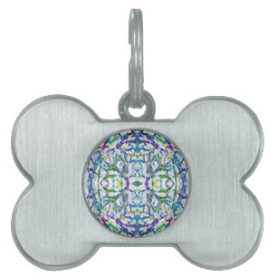 Blue Psychedelic Pattern Pet Name Tag