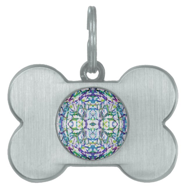 Blue Psychedelic Pattern Pet Name Tag (Front)